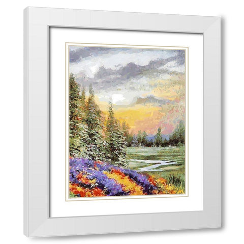 Landscapes in Monet Style XXXI White Modern Wood Framed Art Print with Double Matting by Medeiros, Celito