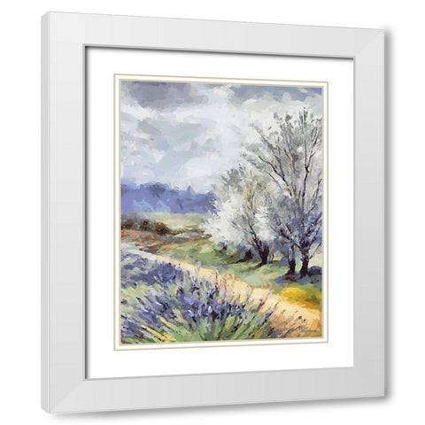 Landscapes in Monet Style XXXII White Modern Wood Framed Art Print with Double Matting by Medeiros, Celito