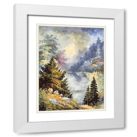 Landscapes in Monet Style XXXIII White Modern Wood Framed Art Print with Double Matting by Medeiros, Celito
