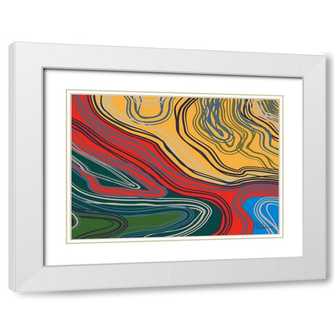 A Game with Abstract Shapes XLV White Modern Wood Framed Art Print with Double Matting by Medeiros, Celito