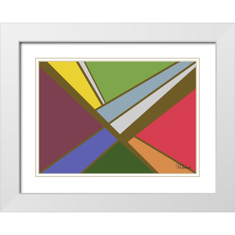 A Game with Abstract Shapes XLVII White Modern Wood Framed Art Print with Double Matting by Medeiros, Celito