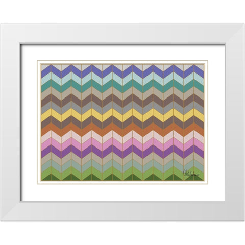 A Game with Abstract Shapes L White Modern Wood Framed Art Print with Double Matting by Medeiros, Celito