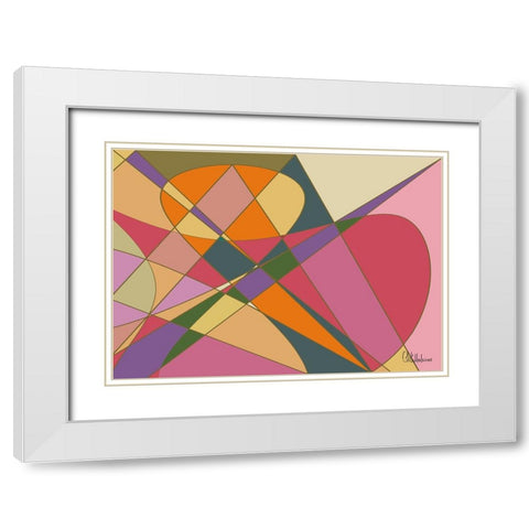 A Game with Abstract Shapes LI White Modern Wood Framed Art Print with Double Matting by Medeiros, Celito