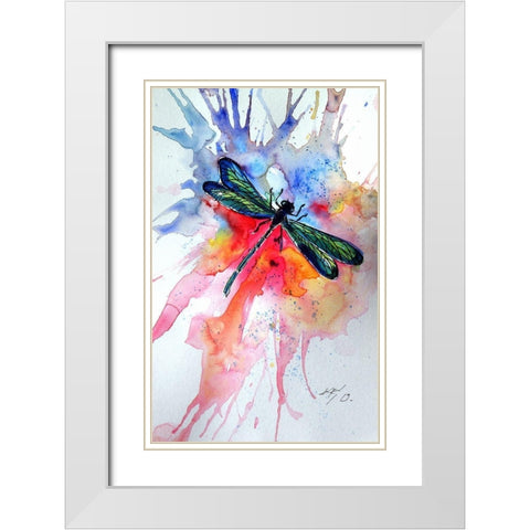 Dragonfly II White Modern Wood Framed Art Print with Double Matting by Kovacs, Anna Brigite
