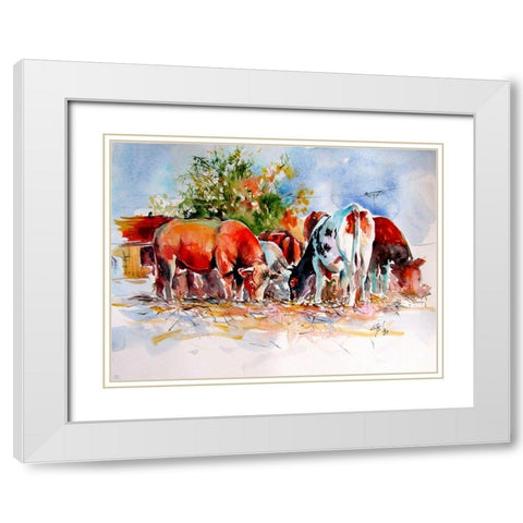 The Devil and the Other Cows White Modern Wood Framed Art Print with Double Matting by Kovacs, Anna Brigite