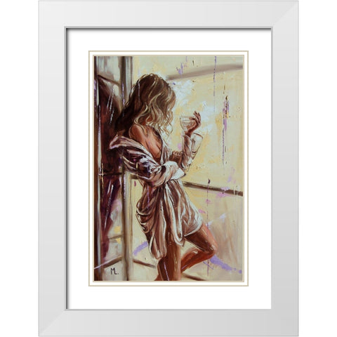 Good Morning White Modern Wood Framed Art Print with Double Matting by Luniak, Monika