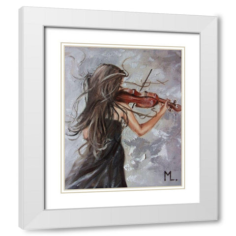 Melody of December White Modern Wood Framed Art Print with Double Matting by Luniak, Monika