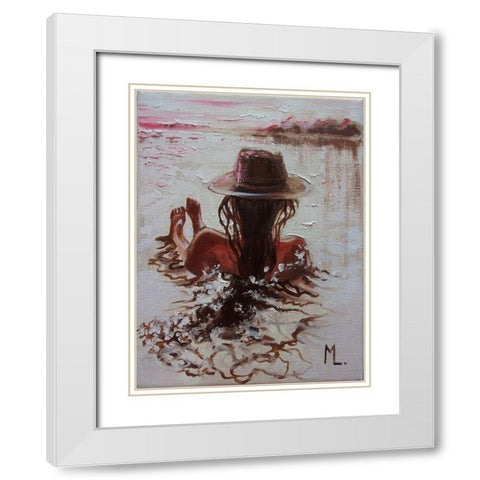 Evening White Modern Wood Framed Art Print with Double Matting by Luniak, Monika