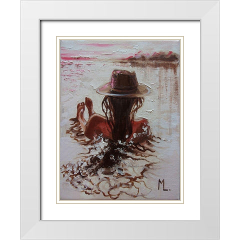 Evening White Modern Wood Framed Art Print with Double Matting by Luniak, Monika