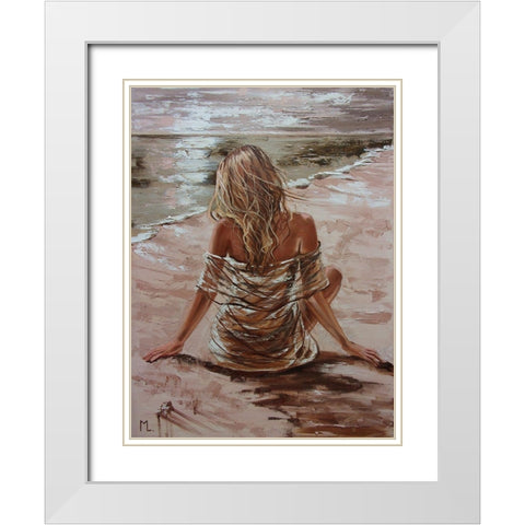 Silence II White Modern Wood Framed Art Print with Double Matting by Luniak, Monika