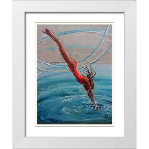 Jump White Modern Wood Framed Art Print with Double Matting by Luniak, Monika