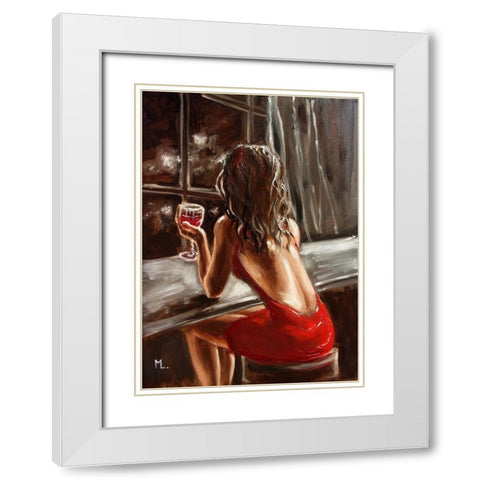 Warm Night White Modern Wood Framed Art Print with Double Matting by Luniak, Monika