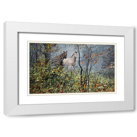 First Frost White Modern Wood Framed Art Print with Double Matting by Adamov, Alexey