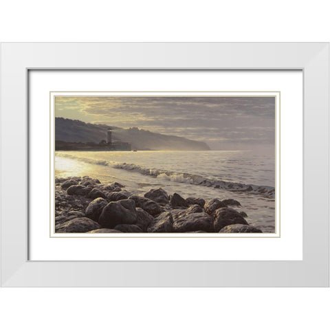 Morning Surf White Modern Wood Framed Art Print with Double Matting by Adamov, Alexey