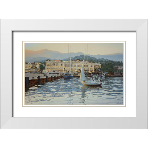 View of Yalta White Modern Wood Framed Art Print with Double Matting by Adamov, Alexey
