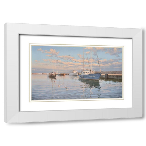 Port of Yalta White Modern Wood Framed Art Print with Double Matting by Adamov, Alexey
