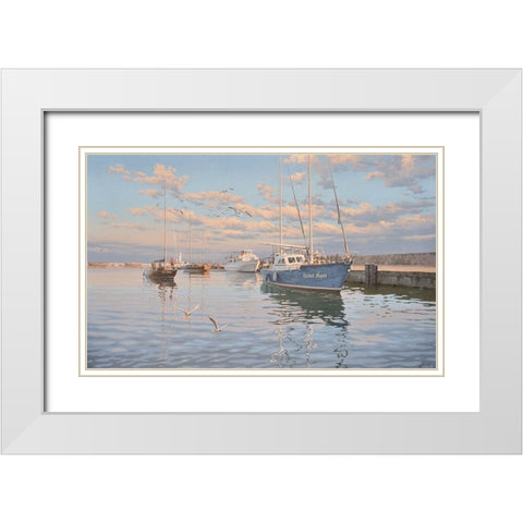 Port of Yalta White Modern Wood Framed Art Print with Double Matting by Adamov, Alexey