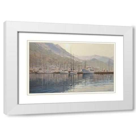 Yachts between Islands White Modern Wood Framed Art Print with Double Matting by Adamov, Alexey