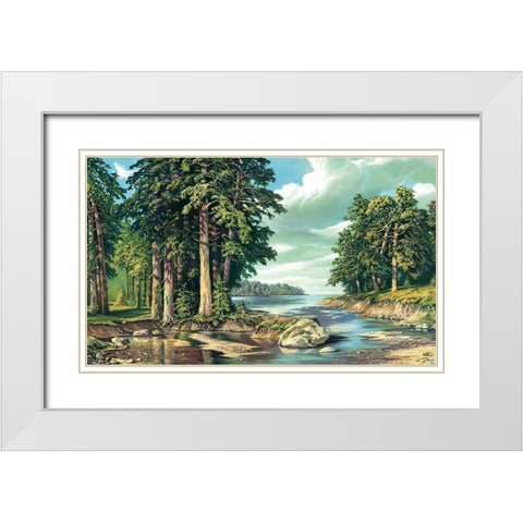 Pine Bay White Modern Wood Framed Art Print with Double Matting by Krol, Wieslaw