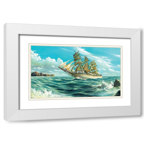 Ten Navy Miles White Modern Wood Framed Art Print with Double Matting by Krol, Wieslaw
