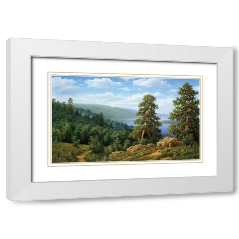 Lake in the Mountains White Modern Wood Framed Art Print with Double Matting by Babicev, Vjaceslav