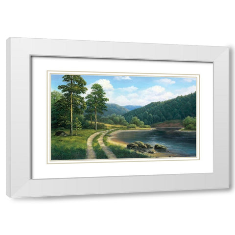 Way by the River White Modern Wood Framed Art Print with Double Matting by Babicev, Vjaceslav
