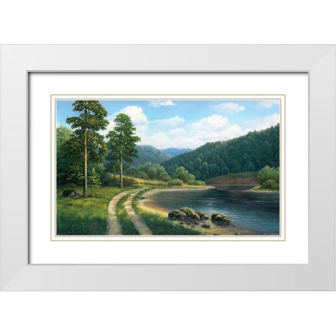 Way by the River White Modern Wood Framed Art Print with Double Matting by Babicev, Vjaceslav