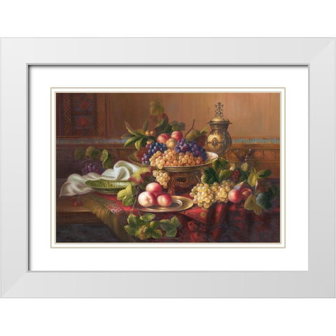 Still Life with Fruits I White Modern Wood Framed Art Print with Double Matting by Viktoria