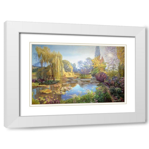 A Garden Monet Style I White Modern Wood Framed Art Print with Double Matting by Kopania, Zbigniew