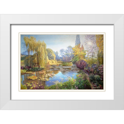 A Garden Monet Style I White Modern Wood Framed Art Print with Double Matting by Kopania, Zbigniew