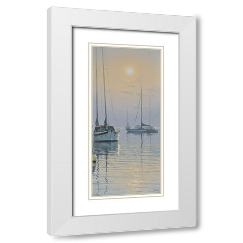 Sleeping Yachts White Modern Wood Framed Art Print with Double Matting by Adamov, Alexey