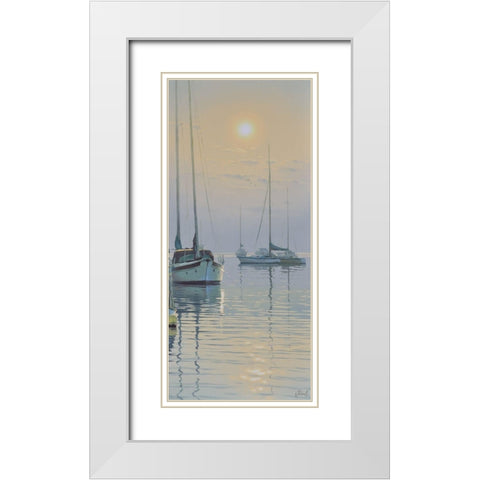 Sleeping Yachts White Modern Wood Framed Art Print with Double Matting by Adamov, Alexey