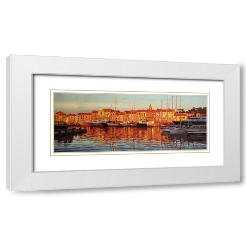 Rays by Sunset White Modern Wood Framed Art Print with Double Matting by Adamov, Alexey