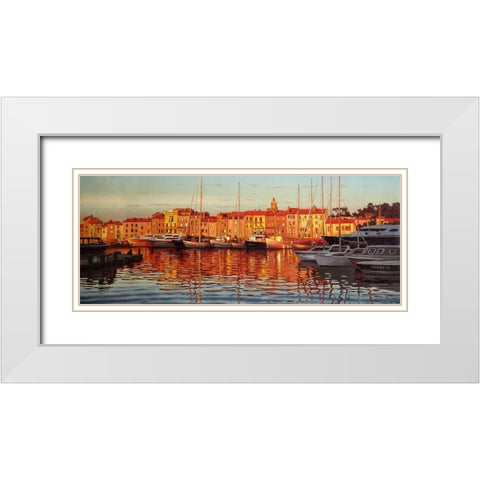 Rays by Sunset White Modern Wood Framed Art Print with Double Matting by Adamov, Alexey