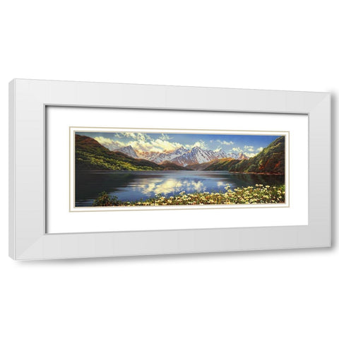 Mountain Landscape White Modern Wood Framed Art Print with Double Matting by Adamov, Alexey