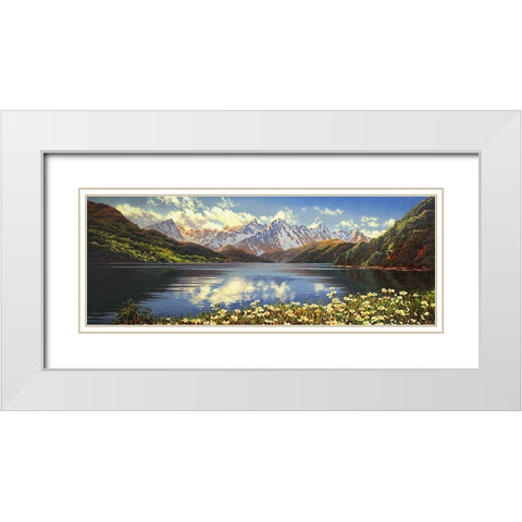 Mountain Landscape White Modern Wood Framed Art Print with Double Matting by Adamov, Alexey