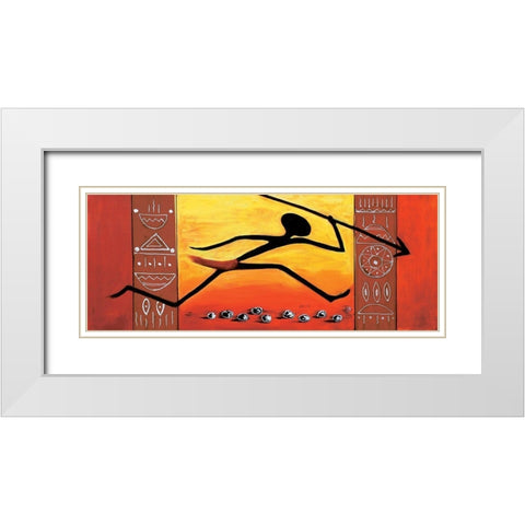 Running Huntsman White Modern Wood Framed Art Print with Double Matting by Dahlke, Izabella