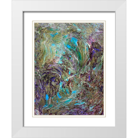 Turquoise Lava White Modern Wood Framed Art Print with Double Matting by Grayscale