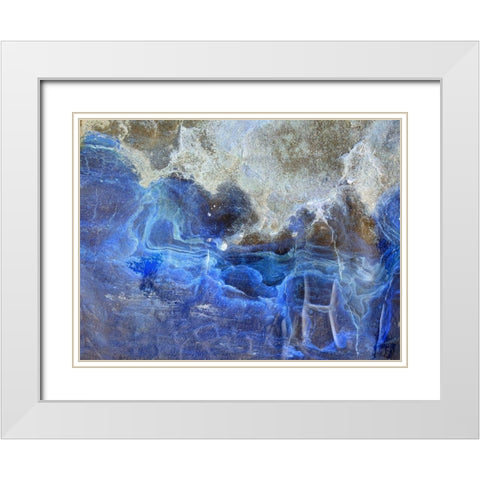 Blue Ribbons I White Modern Wood Framed Art Print with Double Matting by Grayscale