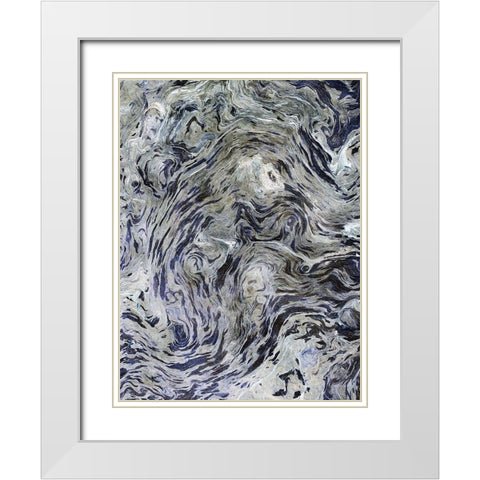 Texture Fluid I White Modern Wood Framed Art Print with Double Matting by Grayscale