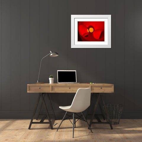 Red Curves I White Modern Wood Framed Art Print with Double Matting by Grayscale
