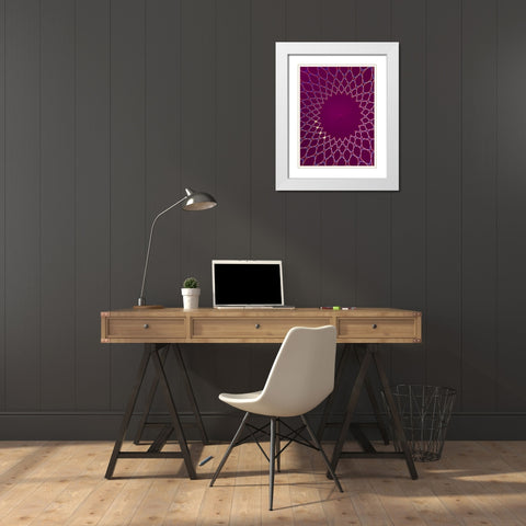 Purple Diamonds I White Modern Wood Framed Art Print with Double Matting by Grayscale