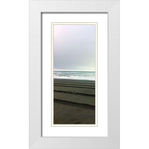Beach Tracks II White Modern Wood Framed Art Print with Double Matting by Grayscale