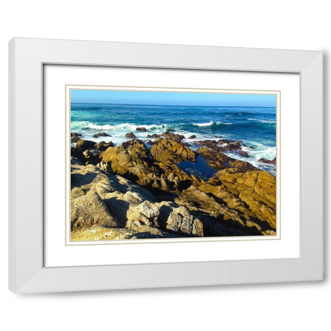 Beach Rocks III White Modern Wood Framed Art Print with Double Matting by Grayscale