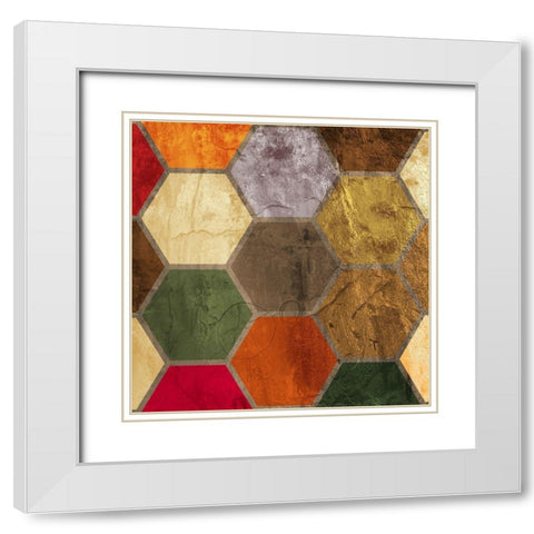Hexagon Textures I White Modern Wood Framed Art Print with Double Matting by Grayscale