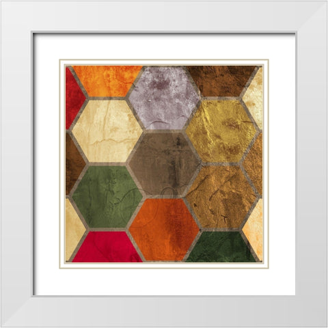 Hexagon Textures I White Modern Wood Framed Art Print with Double Matting by Grayscale