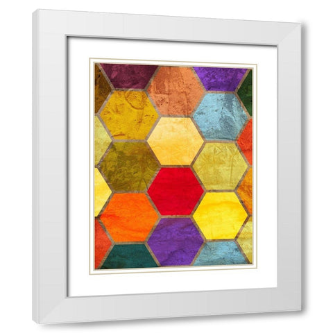 Hexagon Textures II White Modern Wood Framed Art Print with Double Matting by Grayscale