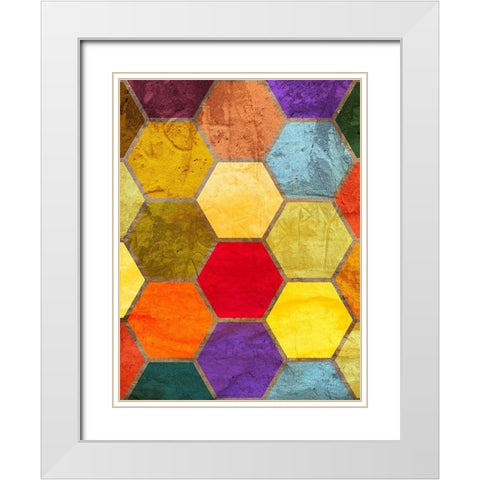 Hexagon Textures II White Modern Wood Framed Art Print with Double Matting by Grayscale