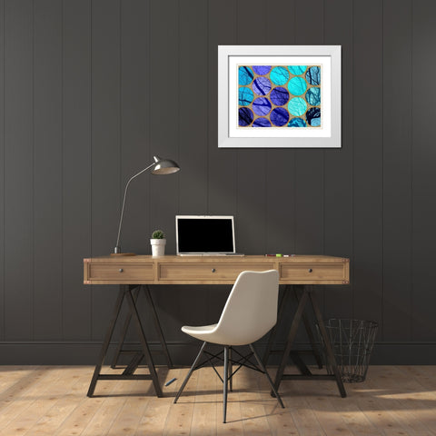 Circle Textures V White Modern Wood Framed Art Print with Double Matting by Grayscale