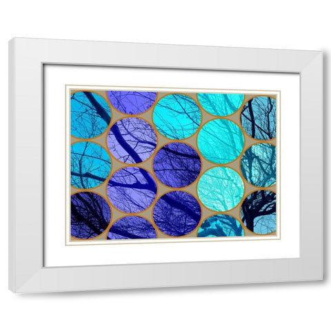 Circle Textures V White Modern Wood Framed Art Print with Double Matting by Grayscale